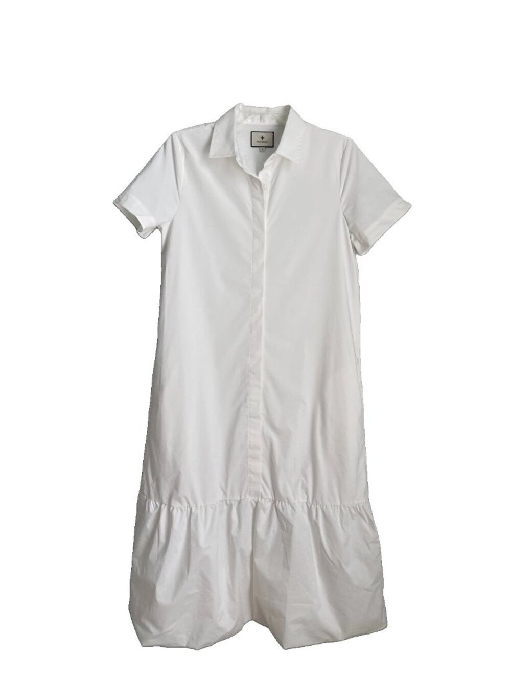 Tuckernuck White Short Sleeve Martine Bubble Hem Maxi Dress